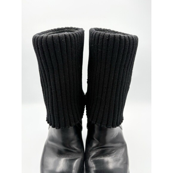 Gucci Black Leather Ankle Boots w/Knit Fold Over Accent & GG Logo Sz EU 36.5 - Picture 5 of 12